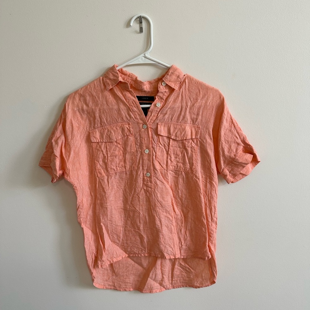 J. Crew Baird McNutt Short Sleeve Button Down Linen Shirt